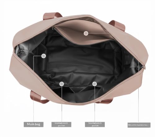 Image of WILDHORN 40 Liters Nylon Expandable Travel Duffle Bag for Men & Women, Waterproof Weekender Luggage Bag, Foldable Gym & Overnight Travel Hand Bag with Wet & Dry Compartment (Pink)