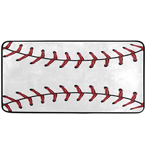 Naanle Sport Baseball Kitchen Floor Mat Baseball Non Slip Absorbent Comfort Standing Mat Kitchen Runner Rug for Hallway Entryway Bathroom Living Room Bedroom 39 x 20 inches