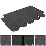 FUKEA Asphalt Roof Shingles-18pcs/2.61sqm Shingles Self-Adhesive Sheds Roofing Felt Shingles Tiles Thermal Insulation Roof Felt for Sheds for Most Rooftop, Fish-Scale, Ancient Black