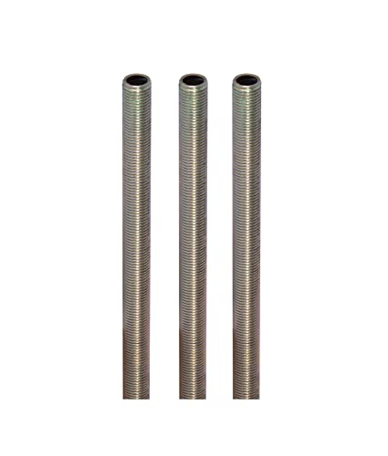 B&P Lamp® 3 Pieces 1/4 Ip X 36" All Thread Pipe, 1/2" Diameter Zinc Plated Steel For Floor And Table Lamp Restoration #TOP23