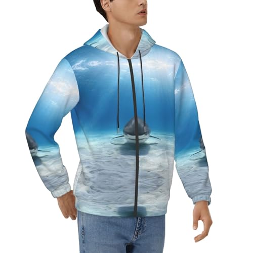 Sweat à capuche homme manches longues motif requin tigre pour le quotidien