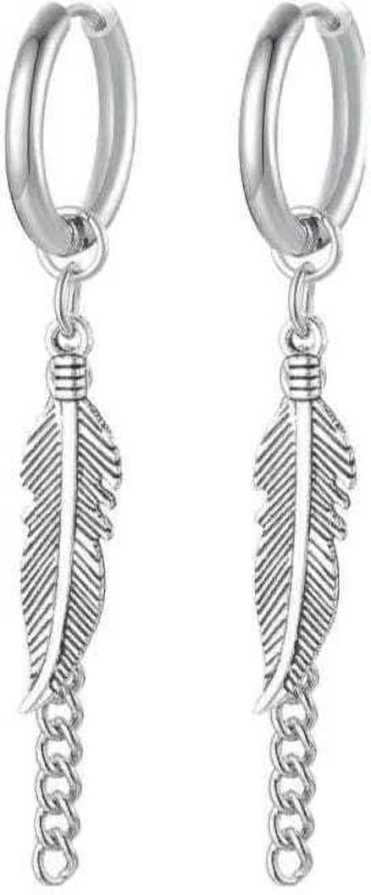 Dangle Earrings for Women Men Stainless Steel Link Chain Drop Punk Ear Accessory Earring Stainless Steel Hoop Earring (PACK OF 2 PIECES) SL-SL-image-21