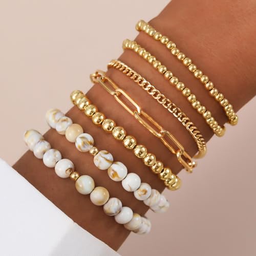 Bohemian Bracelet Set for Women: Clay Beaded Surfer Style