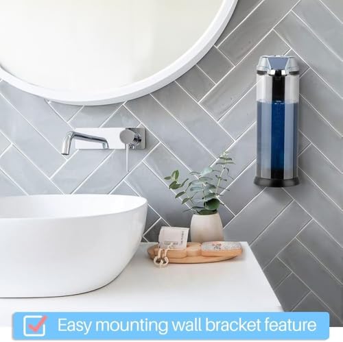 Secura 17oz Automatic Liquid Soap Dispenser, Touchless Battery Operated Hand Soap Dispenser with Adjustable Soap Dispensing Volume Control Dial, Personal Care Dispenser for Household Use (Chrome)