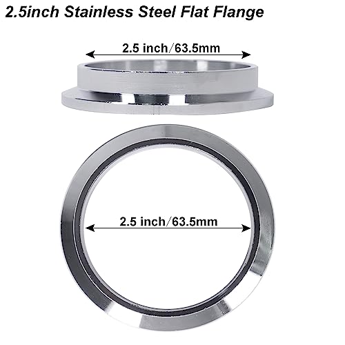 Simnliras 2.5 inch V Band Exhaust Clamp, 2.5\" Universal Stainless Steel V-Band Clamp with Flat Flange for Exhaust Pipes, Muffler Ends and Exhaust System Connection(63mm, 1 pc)