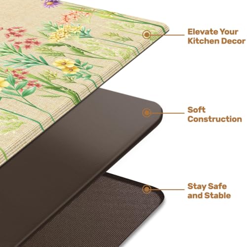 Floral Kitchen Mats 2 Piece Set, Anti Fatigue Water-Absorbent Floor Rugs - image 5