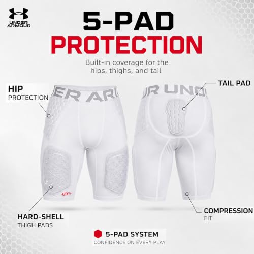 Under Armour Gameday Pro 5-Pad Football Girdle for Boys, Girdle for Football Players, White, Small - image 2