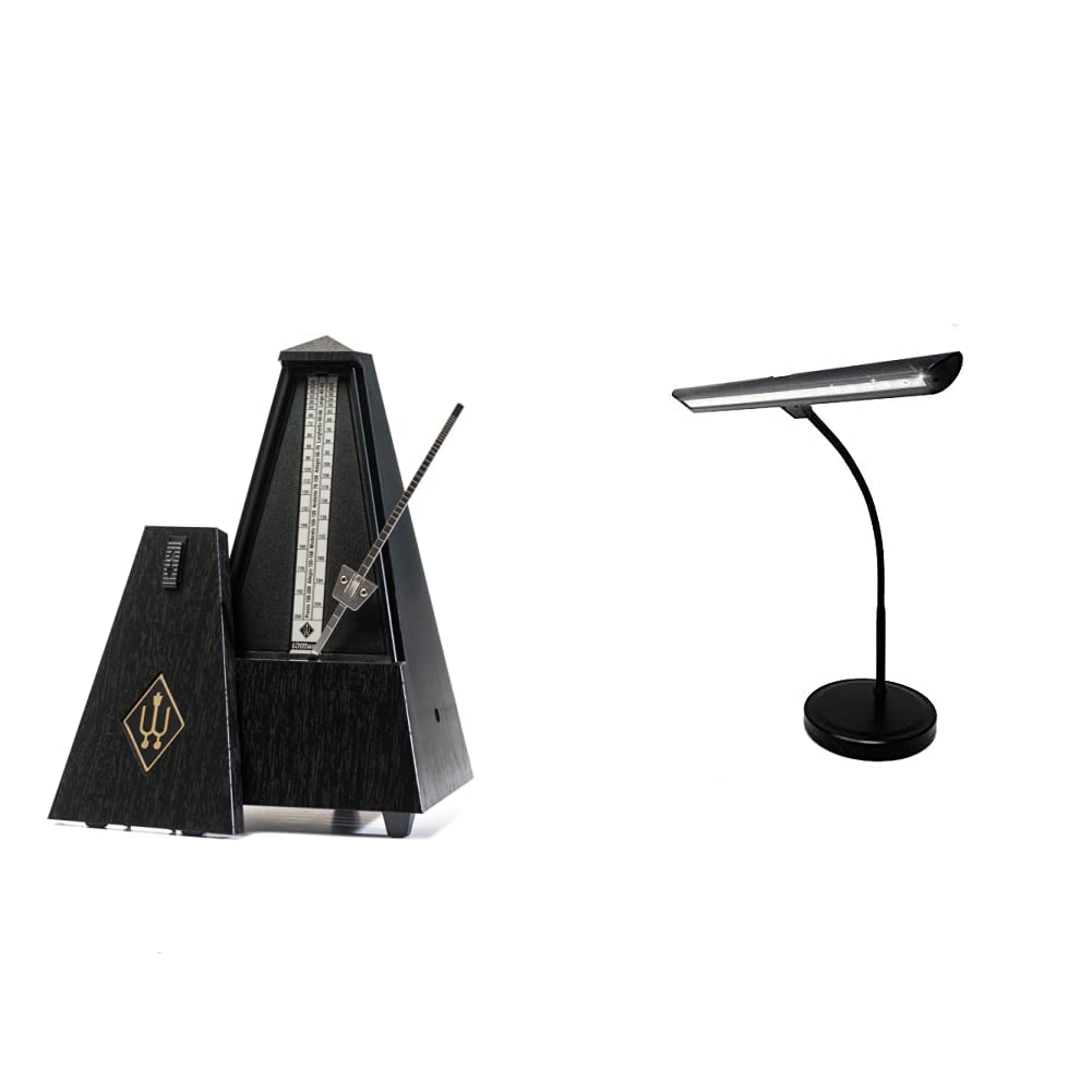 Wittner Metronom 845161 Kunststoffgehäuse ohne Glocke Taktell Pyramidenform & Infitronic IN18LEDKL – 18 LEDs Klavierleuchte Klavierlampe Tischlampe Warmweißes Licht Dimmbar USB Typ-A Ladebuchse