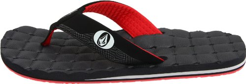 Image of Volcom Men's Recliner Sandals - Water-Friendly Flip Flops with Recliner Comfort Foam Footbed, Black Combo, 10