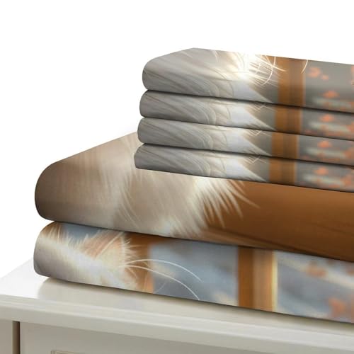Drap de couette chat blanc 3D de qualité supérieure en microfibre lavable inaltérable