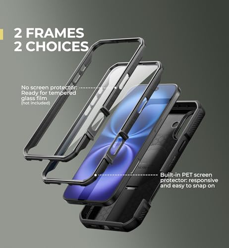 Image of Dexnor for iPhone 16 Plus Case with Slide Camera Cover & Adjustable Kickstand & Built-in Screen Protector,Compatible Wireless Charging Shockproof Cases Heavy-Duty Magnetic Protective Cover,Black