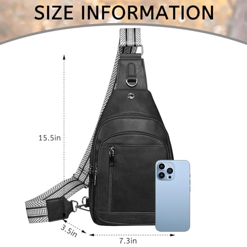 Image of Sling Bag for Women PU Leather Sling Bag Small Crossbody Sling Backpack Multipurpose Chest Bag for Women Cycling