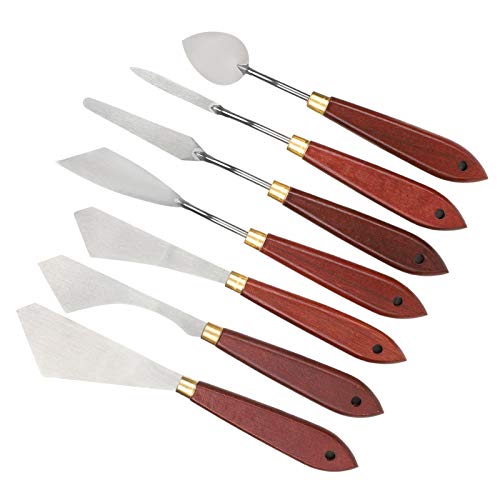 Juego de cuchillos de paleta y raspador de acero inoxidable para pintura de 7 uds 3