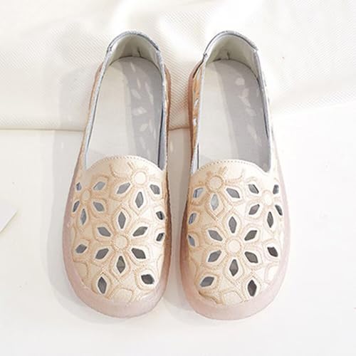 SAILING LU Women's Ballet Flat Round Toe Dress Shoes Casual Anti-Slip Slip On Hollow Rope Loafer2