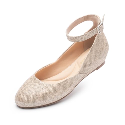 Ballet Flat Shoes for Women with Ankle Strap Low Wedge Heel, Cute Flats for Women, Comfortable Casual Dress Shoes3