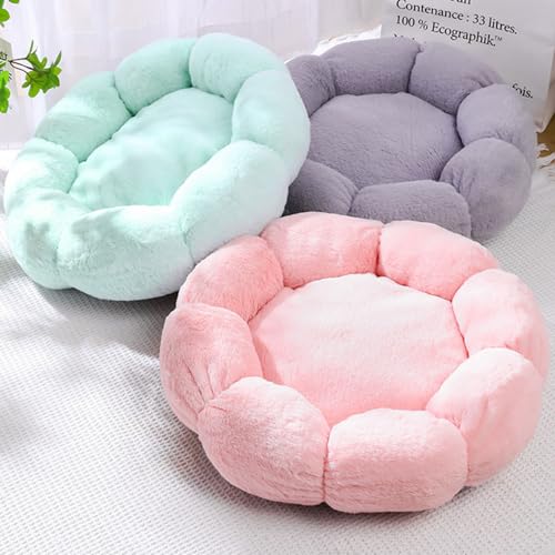 DOTBUY-SHOP Hundebet Katzenbett Hundekissen Grosse Hunde Kissen, Blumenform Plüsch-Hundekorb Hundebett Waschbar, für Welpe, Katzen, Kätzchen, Haustiere (60cm,Beige)