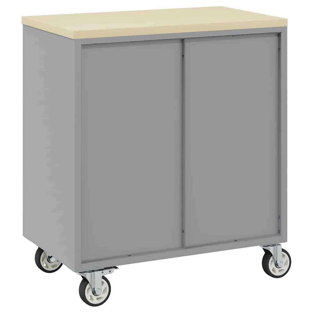 Banco de Taller con cajón Negro y Gris 75 x 45 x 85 cm, Banco de Trabajo Rectangular, Industrial, para Guardar Herramientas, organizar y con Muebles duraderos