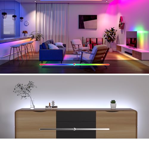 Image of BTF-LIGHTING FCOB IP66 COB LED Strip WS2814 IC RGBW 6000K 2X16.4FT Total 32.8FT 784LED /m DC24V Flexible High Density Color Chasing Light 10mm Width for Indoor Decor(No Adapter or Controller)