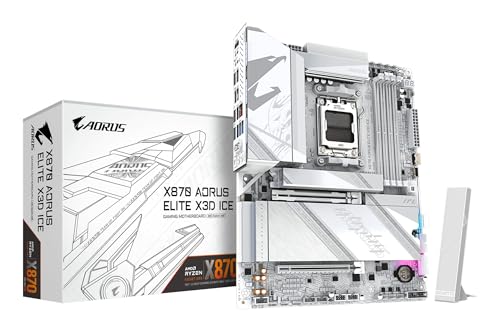 GIGABYTE X870 AORUS Elite X3D Ice Motherboard - Supports AMD Ryzen 9000 Processors, 16+2+2 Phase Digital VRM, up to 9000Hz DDR5 (OC), 2xPCIe 5.0 + 2xPCIe 4.0, Wi-Fi 7, 2.5GbE LAN, USB 4