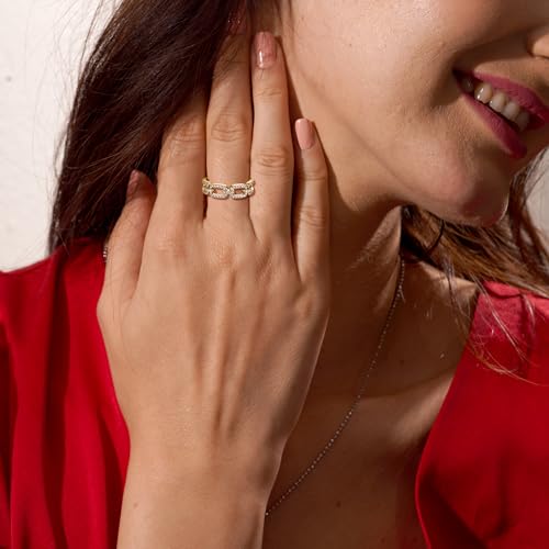 LAVALE Moissanite Wedding Band for Women,Twist Link D Color VVS1 Lab Created Diamond Rings,Half Eternity Stackable Band Ring,S925 Sterling Silver Chain Link Ring - Image 3