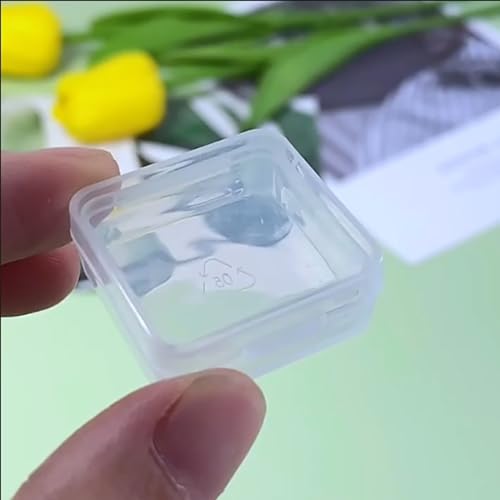 Image of 12 Pack Clear Square Plastic Beads Storage Containers Box (1.06 x 1.06 x 0.39 Inch), Square Bead Organizers for Small items, Crafts, Beads, Coins, Jewelry and Business Cards