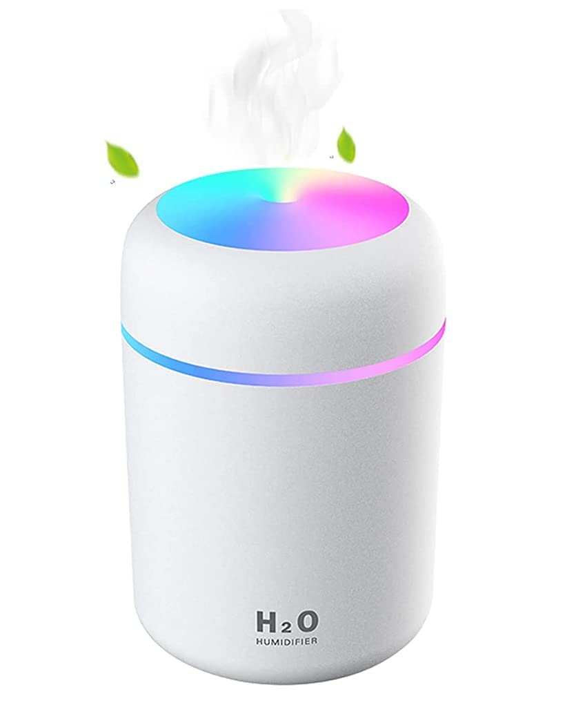ENINAS Humidifier with Multicolor LED Night Light Small Humidifiers with 2 Mist Modes and Auto Shut Off for Bedroom Home 300ml Mini Portable (Plastic)-image-30