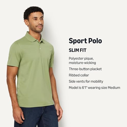 Image of Amazon Essentials Men's Moisture Wicking Golf Polo Shirt, Short Sleeve, Slim-Fit, Quick-Dry, Active Wear