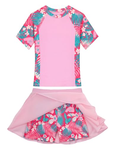 Image of Girls Swimsuit One Piece Bathing Suit Sleeveless Swimwear Matching Skirts for Toddler Kids Swim Surfing