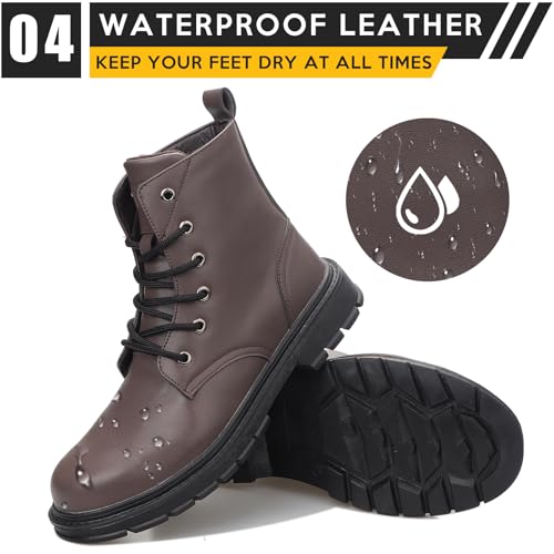 Image of Steel Toe Boots for Women Men, Waterproof Lightweight Safety Work Boots Durability Composite toe Construction Shoes with 6 inch
