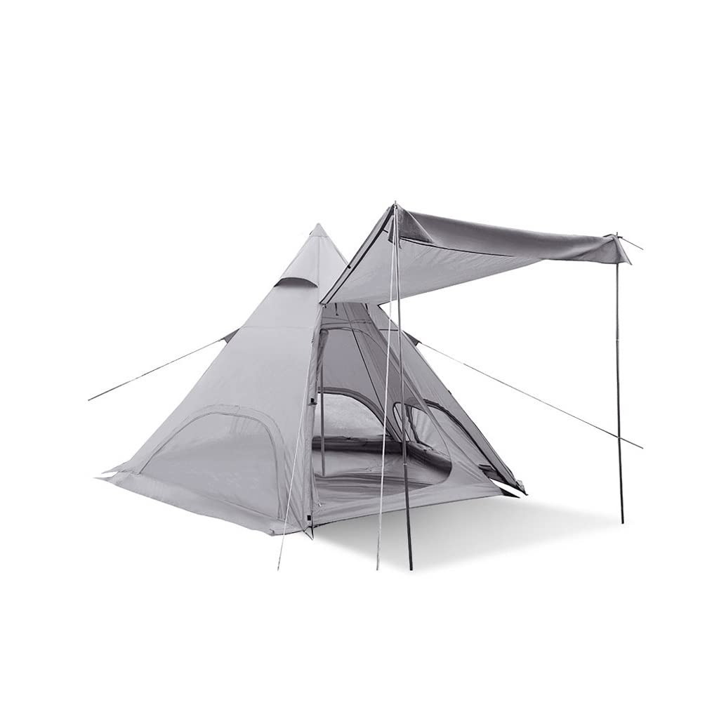 Tente camping RJJ grise avec canopée outdoor et matériel pliant