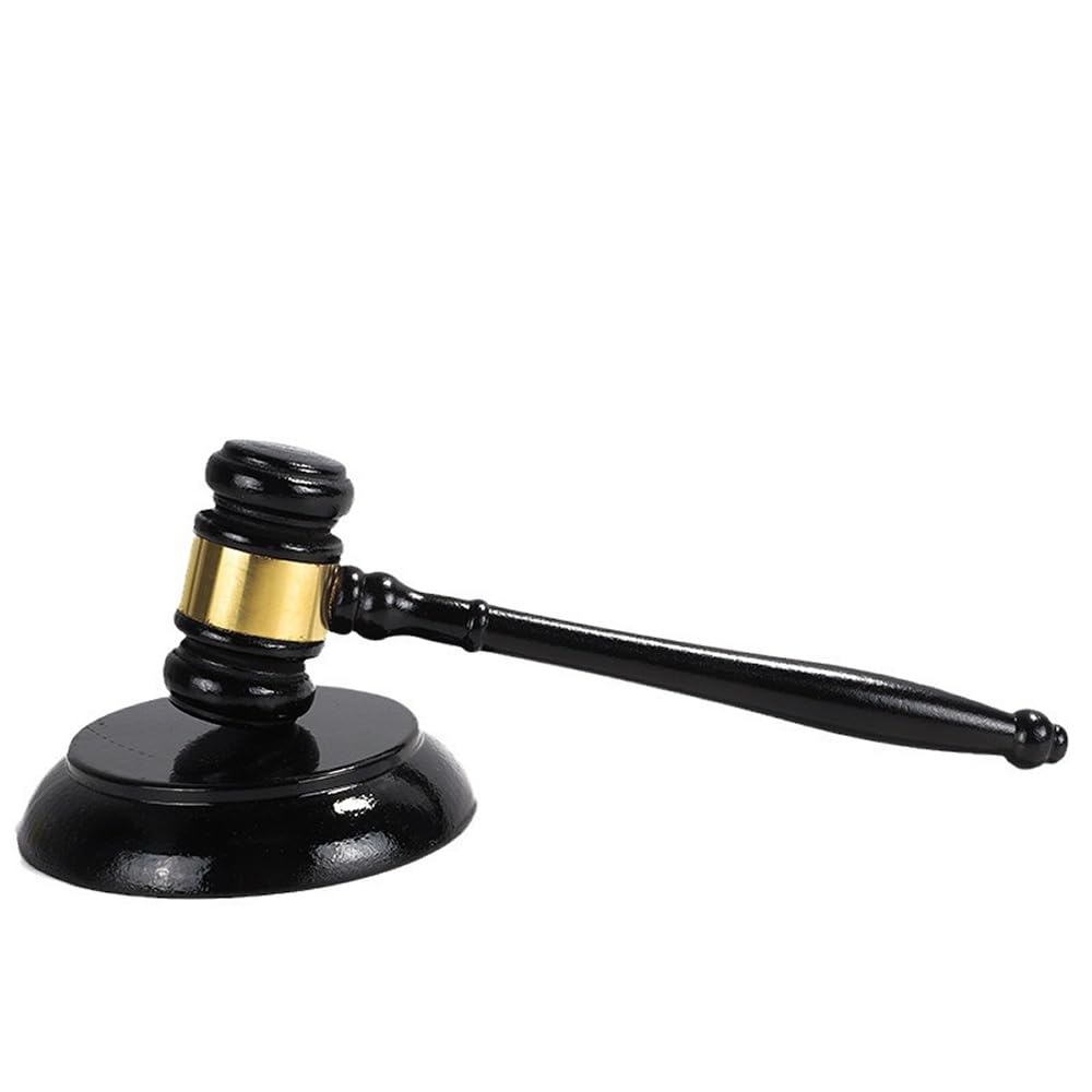 POFET Juego de mazo y Bloque, mazo de Madera con Acabado Antiguo Hecho a Mano y Bloque de Sonido de Martillo Redondo, jueces, Abogados, reuniones, subastas y Regalos