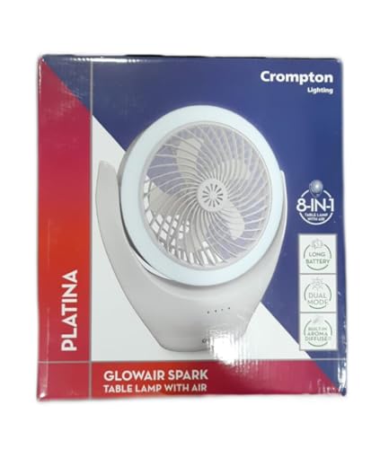 Image of Crompton Glowair Spark Table Lamp with Air Rechargeable | 8 in 1 settings | Built in Aroma Diffuser