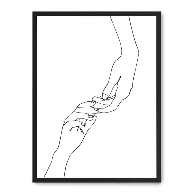 Cuadro hands line art i - Tableau minimaliste moderne pour décoration murale