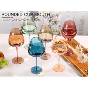 Colored Red Wine Glasses Set of 6 -【Hand Blown】 18oz Colored Crystal Burgundy Wine Glasses Colored Lead-Free Non-Fading Colorful Party Wine Glasses Set Colored Red Wine Glasses Set of 6 Hand Blown 18oz Colored Crystal Burgundy Wine Glasses Colored Lead Free Non Fading Colorful Party Wine Glasses Set