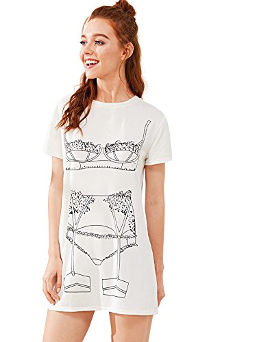 Floerns Women's Funny Lingerie Nightgown Cute Print Tshirt Sleepdress3