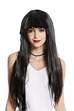 marca: WIG ME UP WIG ME UP- 1373-103 Peluca Mujer Carnaval Halloween Larga Lisa Flequillo Color Negro Discoteca