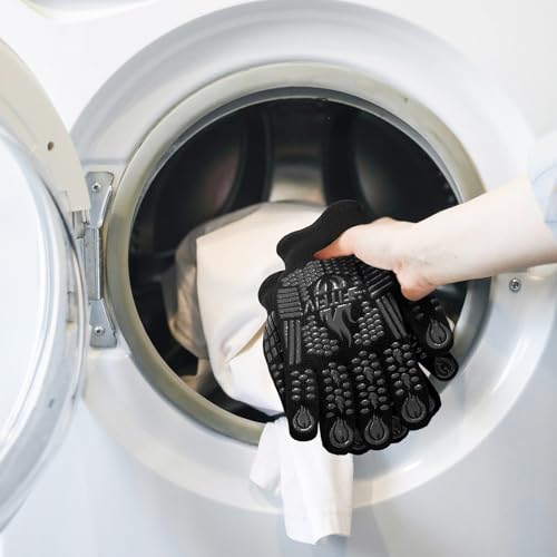 Image of BBQ Gloves, Oven Gloves, 1472F Extreme Heat Resistant Barbecue Gloves, Silicone Non-Slip Oven Mitts, Kitchen for Cooking, Grilling, and Baking