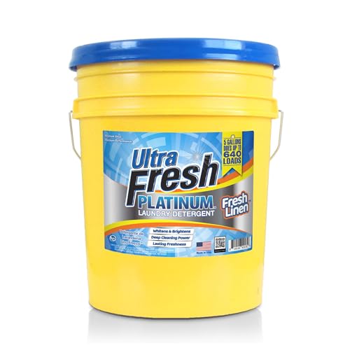 Ultra Fresh Platinum Liquid Laundry Detergent Washing Soap for All Machine Types Up to 640 Loads 5 Gal Fresh Linen - Household Cleaning Supplies and Accessories for Clothing and Fabric Items