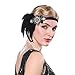 Produktbild Anglacesmade Haarband im Stil der 1920er Jahre, mit schwarzen Perlen, Kristall, Great Gatsby Kopfschmuck mit elastischem Band, Kostüm, Showgirl, Haarschmuck