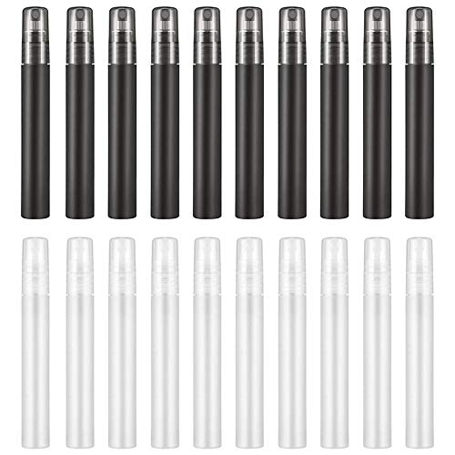 Preisvergleich Produktbild 20 Tragbare Mini-Sprühflasche, Kunststoff-Sprühflaschen Leere Flaschen Parfümzerstäuber für ätherische Reiseöle Parfüm Tragbare Verbrauchsmaterialien, Schwarzweiß (10 ml)