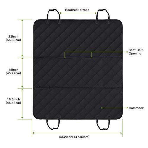 Dog Car Seat Cover, SHINE HAI Waterproof & Scratch Proof & Nonslip Back Seat Cover, Dog Travel Hammock with Seat Anchors, Machine Washable, Durable, Universal fits All Cars, Pet Cover(Black) - Image 4