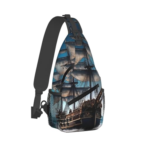 Bolso tipo bandolera Pirate Ship para hombre y mujer negro miniatura 2