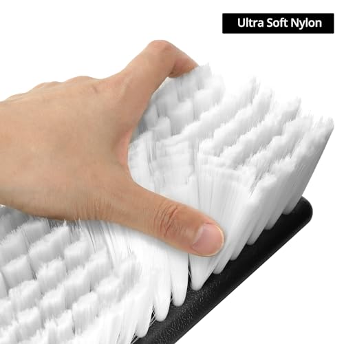 Image of QWORK Soft Bi-Level Nylon Wash Brushes - 10 inch inch Ergonomic High-Durability Brush for Cars, Boats, Outdoor Furniture - Non-Abrasive, and Versatile, WD31937