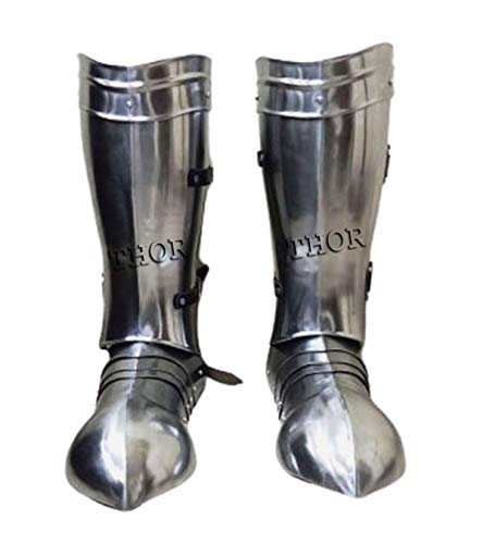 Armure fonctionnelle de jambes en acier de chevalier avec chaussures articulées