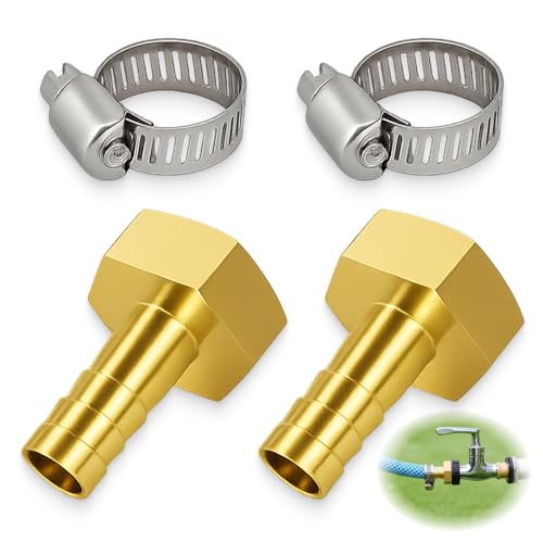 4PCS 2 pièces Raccords en laiton 10 mm Barb G1/2 femelle pour tuyau 1/2 pouce, avec 2 colliers de serrage pour tuyaux d’air, de gaz, d’eau et conduites de...