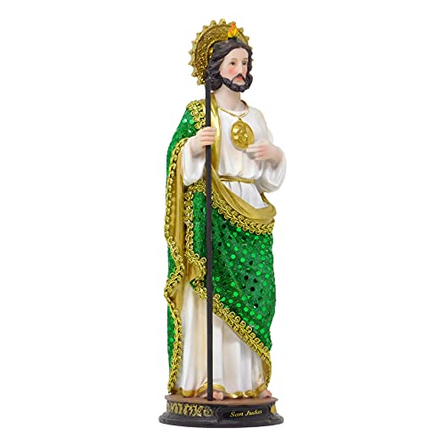 Estatua San Judas Tadeo con Manto de Tela, 12 Pulgadas