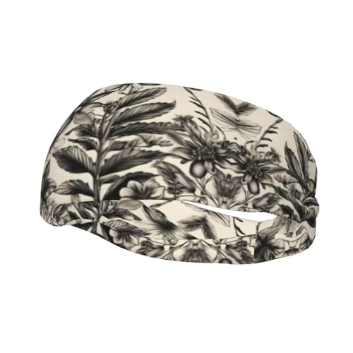 Cinta elástica para el pelo con diseño de flores y hierbas botánicas para correr, ciclismo, baloncesto, fitness, entrenamiento, unisex