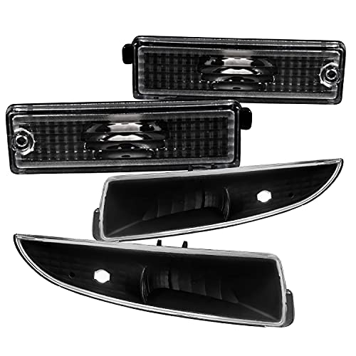 SPEC-D TUNING Black Housing Clear Lens Bumper Lights and Rear Side Marker Made for 1993-2002 Camaro Z28 Ss Turn Signal Lamps Left + Right Pair