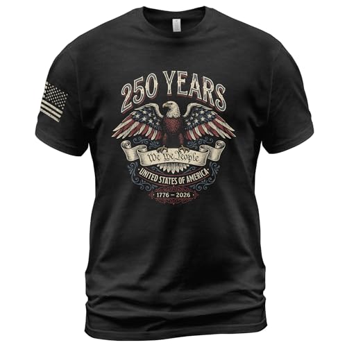 Patriotic Shirts for Men 250 Anniversary USA Shirt USA Eagle Graphic Shirts for Men 3 (Black-L)