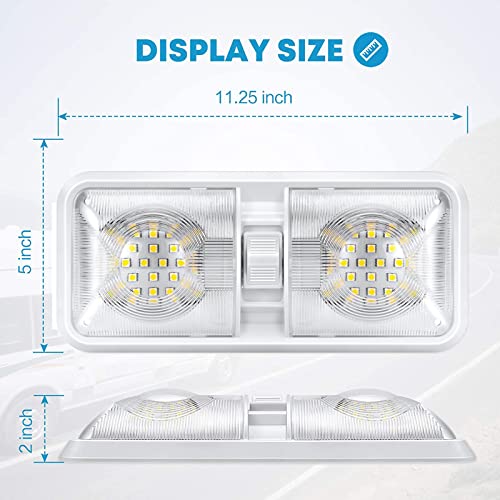 Kohree 12V Led 640Lm Rv Ceiling Double Dome Light Rv Interior Lighting For Trailer Camper With On/Off Switch, Natural White 4000-4500K, 48X5050Smd #TOP4